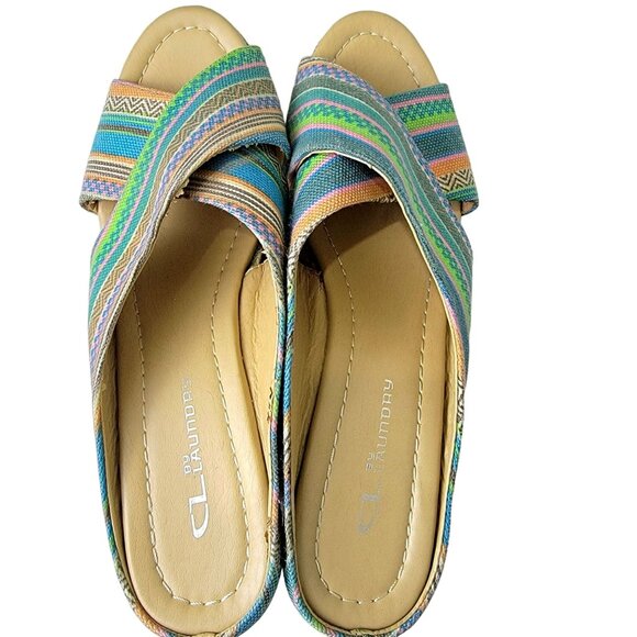 Colorful Wedge Sandals Women 8.5 Espadrille Shoes CL Laundry Bohemian 39 Spring - Picture 12 of 14